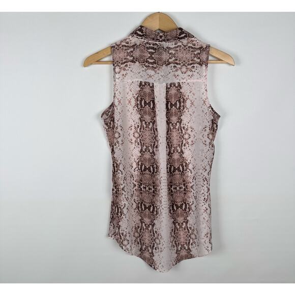 Rachel Zoe Sleeveless‎ Button Down Snakeskin Print Blouse Size XS - Picture 3 of 6